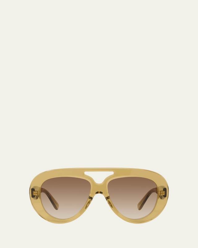 Curvy Logo-Print Acetate Aviator Sunglasses